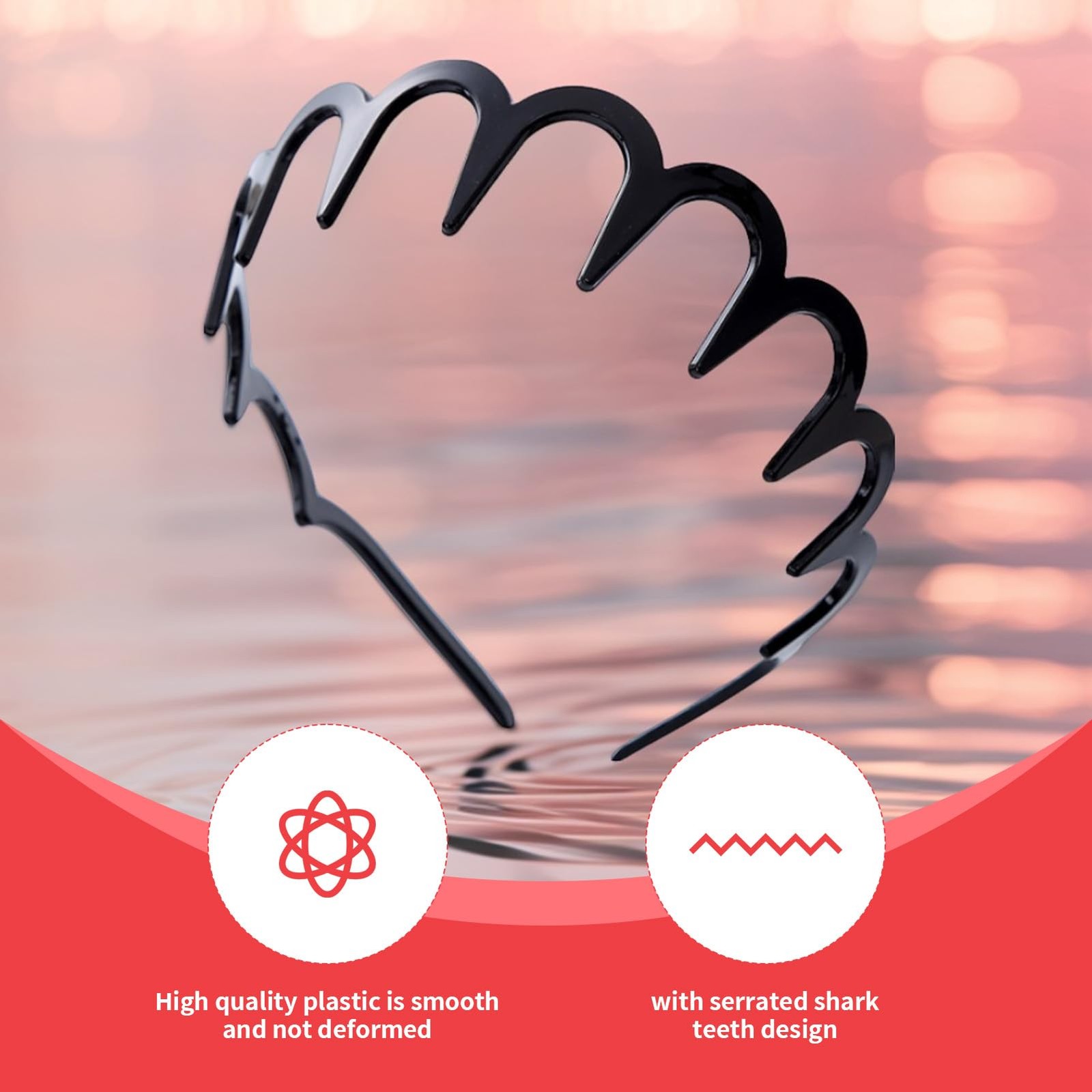 3-Piece Hairband Set, Zig Zag  Wavy Design - Unisex Hair Accessory,Met...