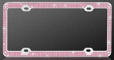 Chrome Coating Metal Triple Row Pink Diamond Frame - LPF2C003