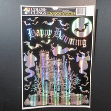Holographic Halloween Window Clings Static Decal Decor Haunted House Ghosts Bats