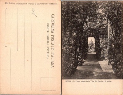 Roma S Pietro Villa dei Cavalieri di Malta Postcard Italy Unposted Vintage