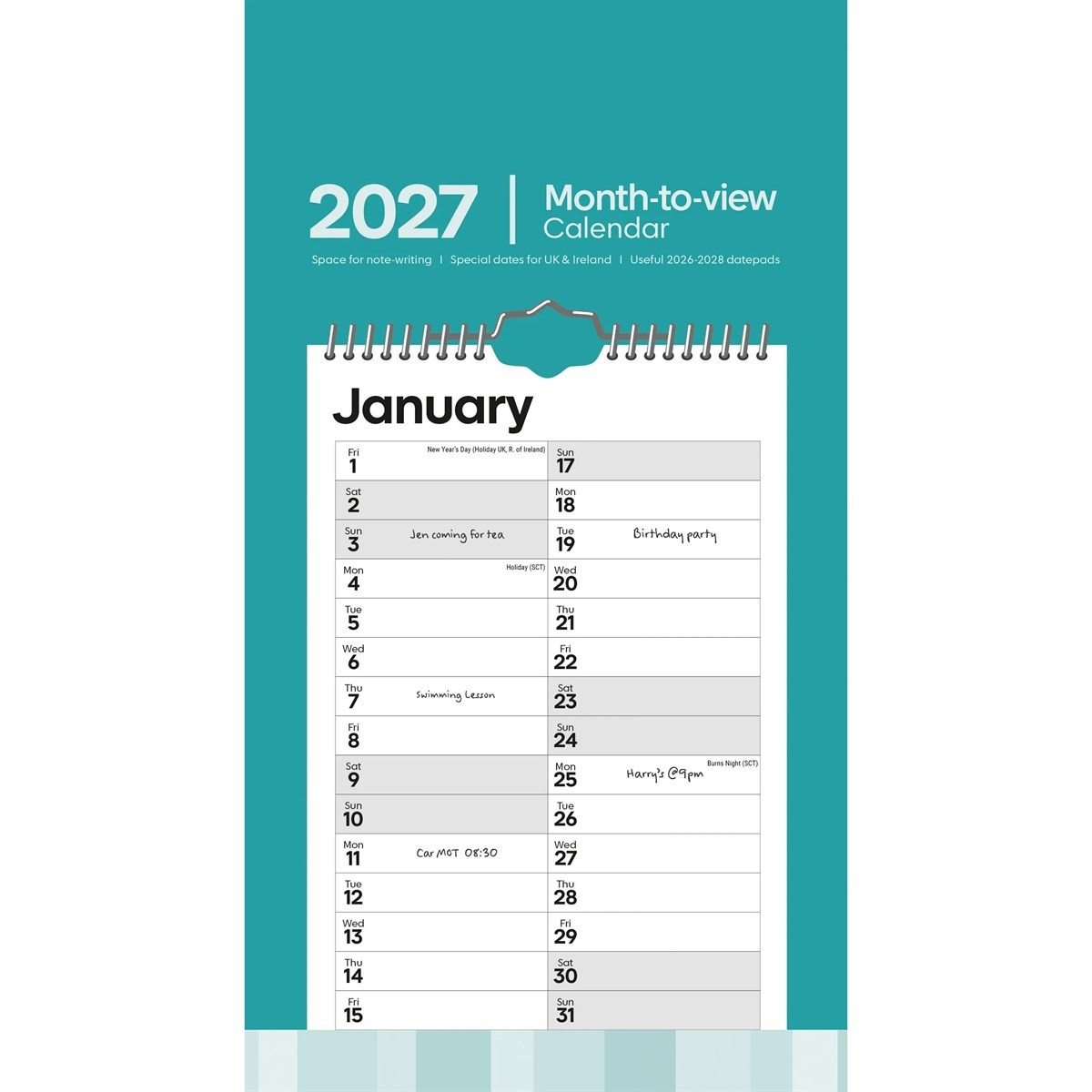 Essential Short Slim Calendar 2027, Wall Calendars, Month To View, Basics, Gift