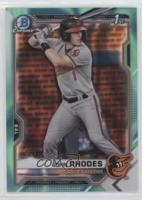 2021 Bowman Draft Chrome Aqua Lava Refractor 36/199 John Rhodes #BDC-80 s3g