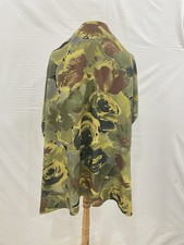 AS10 Vintage Floral Silk Square Scarf Olive Green Abstract Rose Print