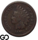 1871 Indian Head Cent Penny, Choice Fine++ Better Date