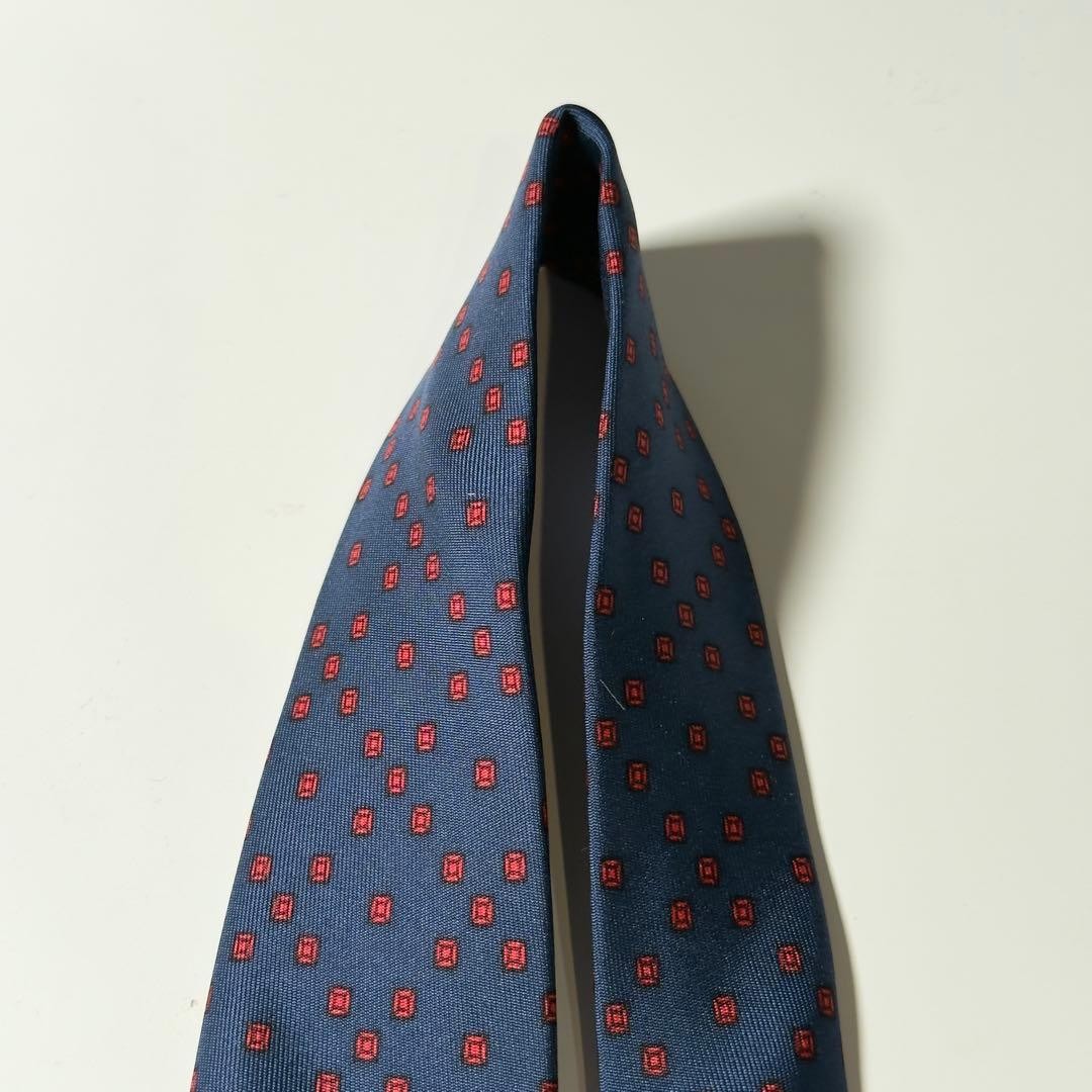 Excellent Condition HERMES  Small Pattern Navy Tie - image 6