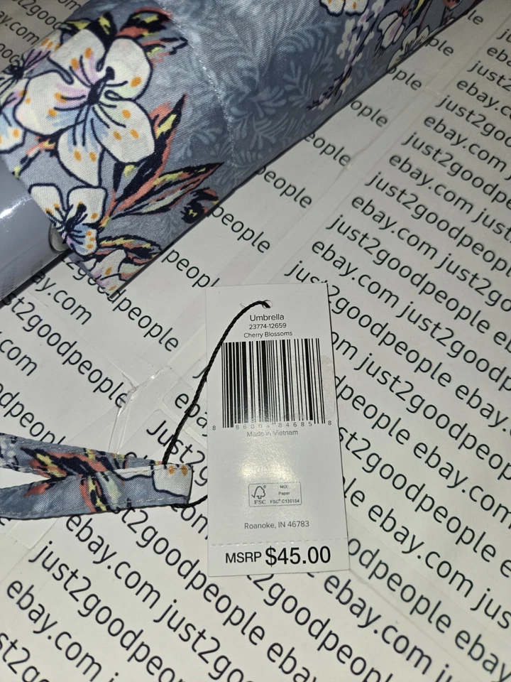 Paraguas para mujer Vera Bradley con temático de flores de cerezo abierto/cerrado automático nuevo con etiquetas Foto 3 de 4
