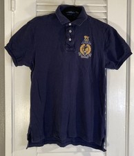 Vintage Blue Distressed Polo Ralph Lauren Polo Shirt Crest Nautical Custom Fit M