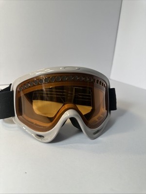 Oakley A-Frame Ski Goggles White Frame Orange Tinted Lens UV (Some Scratches)