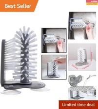 Grey Double-Sided Glass Cleaning Brush with Suction Base for Effortless Glass...