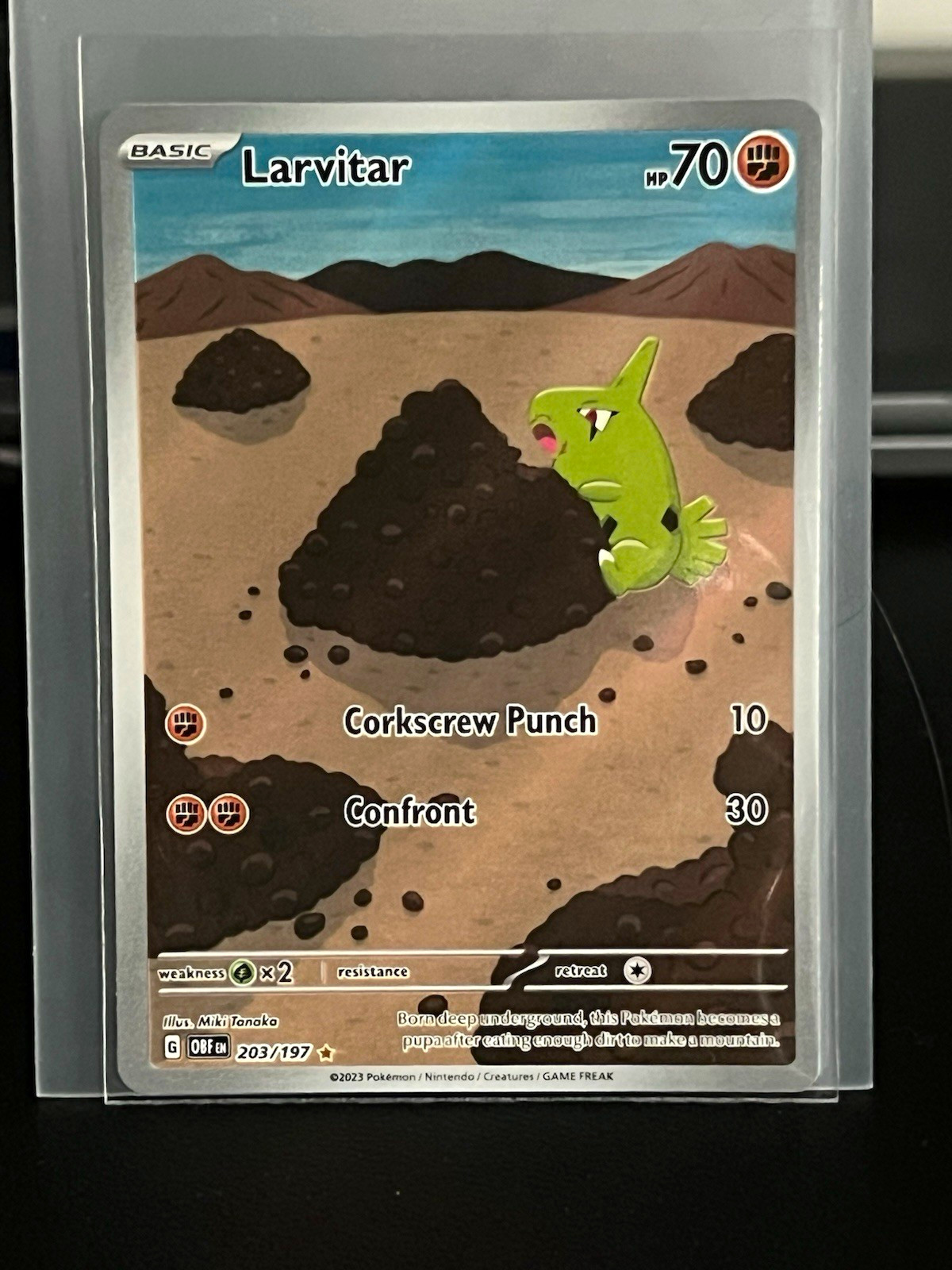 Pokemon Larvitar 203/197 SV03 Obsidian Flames IR Holo English