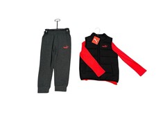 PUMA Kids' Tech Fleece Jogger Set 3-Piece, Grey/Black/Red Size XXS