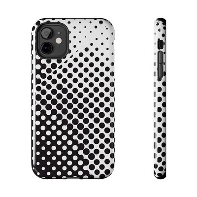 Black Halftone Dot Pattern Tough Phone Case | Retro Pop Art