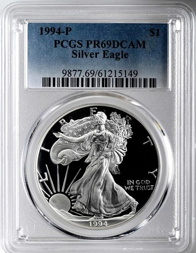 1994-P  $1  PROOF AMERICAN SILVER EAGLE (ASE/SAE) PCGS PR69 DCAM  #61215149