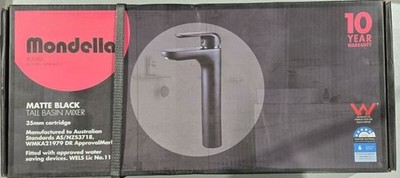 Mondella Rumba Tall Basin Mixer - Matte Black | eBay Australia