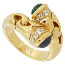 BVLGARI Prestige Ring Emerald Sapphire Diamond 750YG US 4-3/4 5-1/4 P0054771