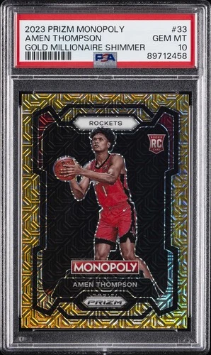 2023 PANINI PRIZM MONOPOLY GOLD MILLIONAIRE SHIMMER AMEN THOMPSON RC /500 PSA 10