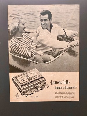 Laurens Gelb Cigarette Frau & Mann in Boot retro 1958 Vintage Ad Werbung Reklame