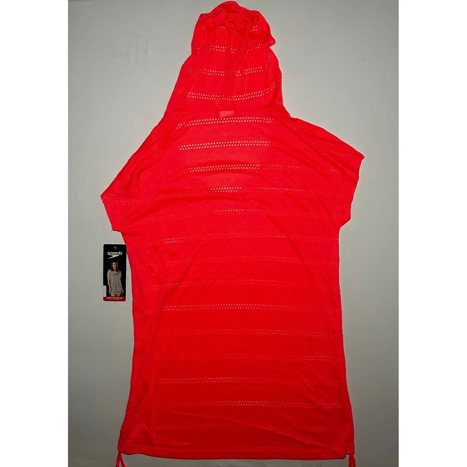 Speedo Swim Cover Up Hooded Top Quick Dry Athletic Red Small - Image 3 of 3