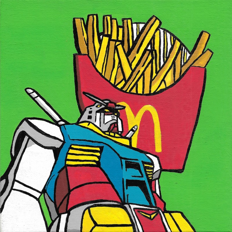 MSY iii Canvas Panel Abstract Anime Gundam Retro Acrylic Painting 1/3