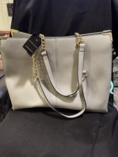 Elegant Light Grey Tote Bag Wilsons Leather Retail 220 NWT
