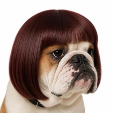 Dog Wigs for Small Dogs, Funny Wig Pet Costume One Size, Reddish Brown