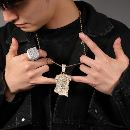Ciondolo Baguette MOISSANITE completamente ghiacciata pezzo di Gesù passa prova hip hop grande - Foto 2 di 9