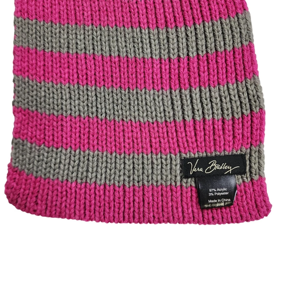 Vera Bradley женщин в полоску вязаный шарф один размер розовый серый черный уютный теплой зимы - Изображение 4 из 4