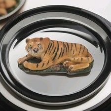 Small Tiger Laying In Grass Figurine