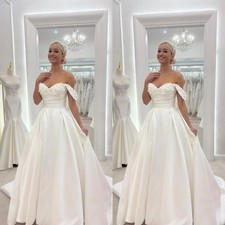 Elegant Wedding Dresses Off The Shoulder Flower Appliques A Line Bridal Gowns