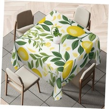 Fruit Square Tablecloth 52 x 52 Inch Waterproof Card Table Cover Lemon