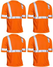 JaGely 4 Pcs Reflective Safety Shirts Short Sleeve High Visibility Hi Vis