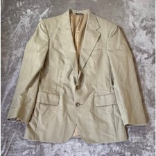 Polo Univerity Mens 40R Pinstripe Blazer Virgin Wool Two Button Suit Beige USA.