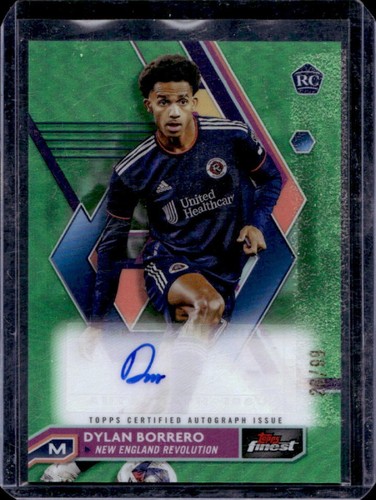 2023 Finest MLS Dylan Borrero Auto RC Neon Green Refractor #20/99 Revolution