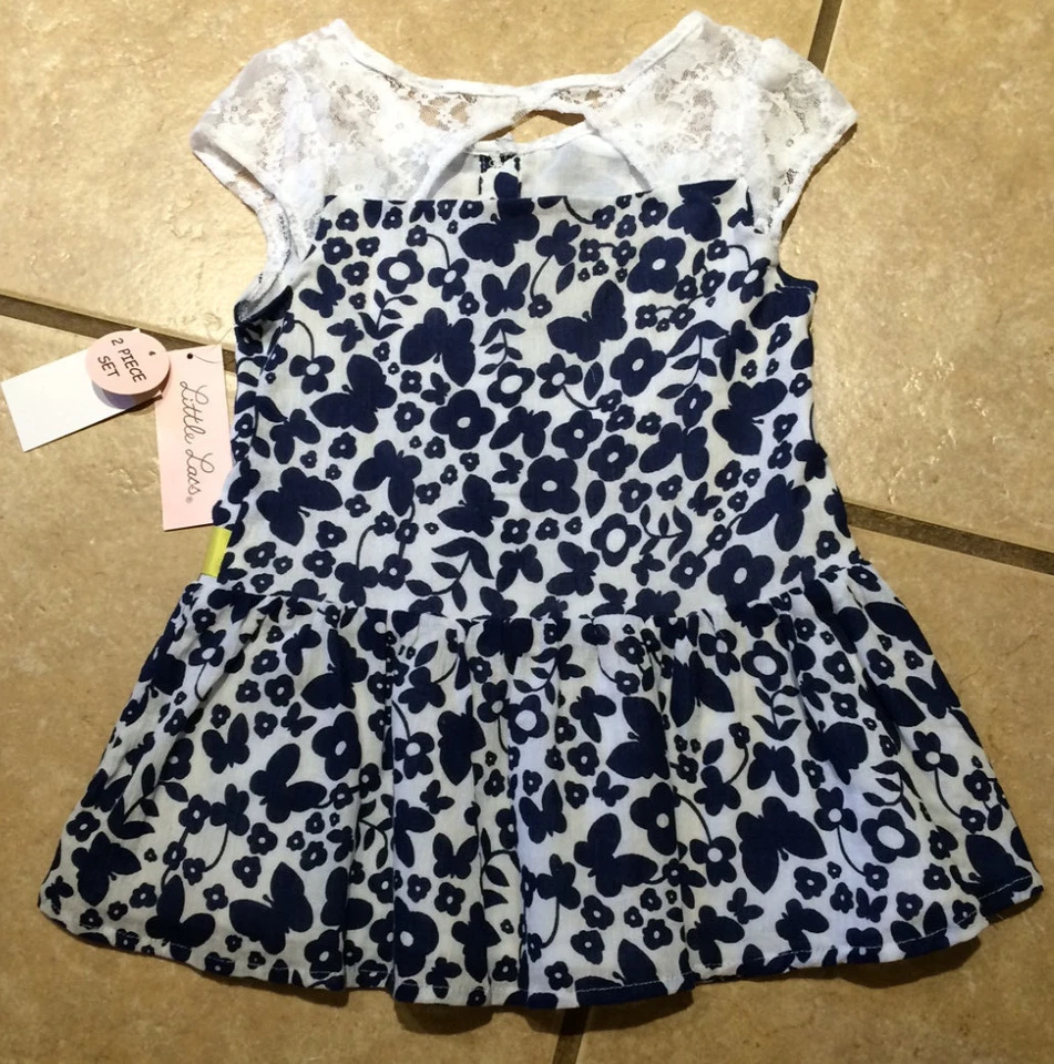 Nuevo con etiquetas Conjunto de Leggings Capri Azul Mariposa Túnica Encaje Floral Pascua Tallas 4 o 5 Foto 3 de 4