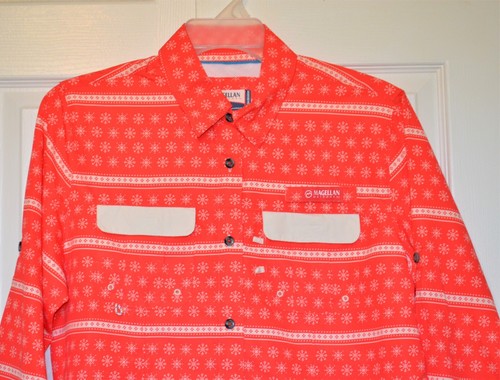 Magellan Outdoors Women's L Shirt Long Sleeves Button Front Snowflake Print Nwot - Picture 3 of 16