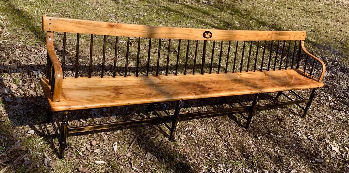 Antique wood settee bench deals