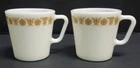 VTG Pyrex 2 Butterfly Yellow Gold D Handle Coffee Tea Mug Cups 1410 Milk Glass