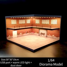 1/64 Diorama Car Showroom Model LED Lighting Car Garage Scene Model Display Gift