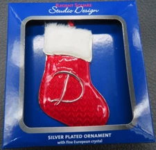 Regent Square Silver Plated Initial Letter "D" Monogram Christmas Ornament
