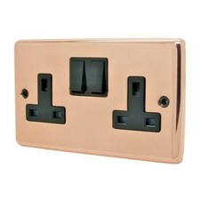 Bright Shiny Polished Copper Plug Sockets Light Switches Dimmers - Whole Range B