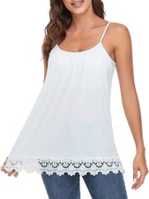 Women Cami with Built in Bra Adjustable Strap Flowy Lace Tank Tops Sleeveless US