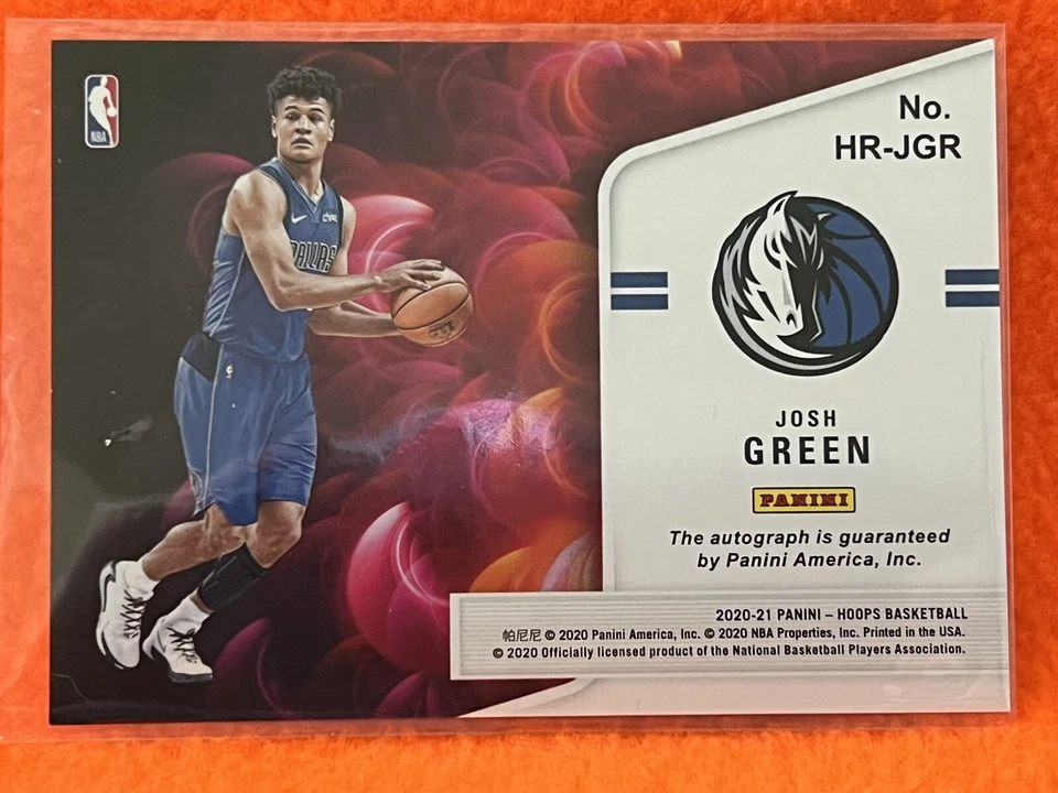 JOSH GREEN 2020-21 Panini NBA Hoops Hot Signatures Rookie Auto RC HR-JGR DALLAS - Image 2 of 2