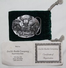 VINTAGE 1991 NEBRASKA COMMEMORATIVE BELT BUCKLE BY SISKIYOU BUCKLE 482 OF 1000