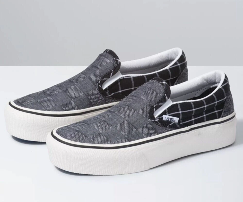 Vans Classic Slip On Platform Woven Check Multi Shoes Men 8.5