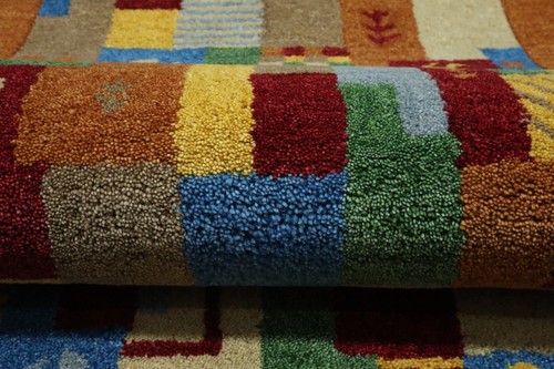 Alfombra Gabbeh 100% lana 70X140 cm hecha a mano terracota tapizada a mano T993 - Imagen 2 de 5