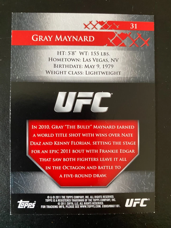 Gray MAYNARD Topps 2011 UFC Title shot Lightweight #31 - Image 2 of 2