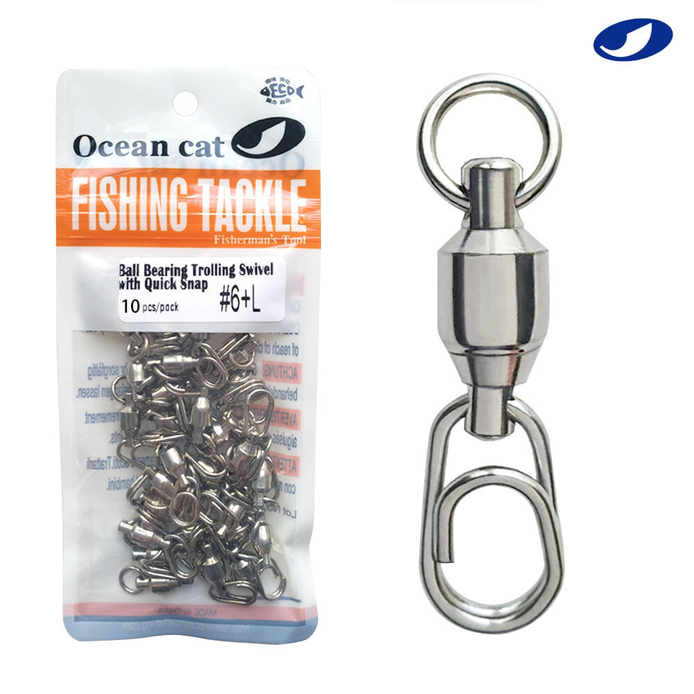 Ball Bearing Fishing Swivel with Fast Snap Clip Stainless Steel Connector  Tackle