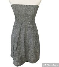 J CREW Dress Navy White Strapless Lorelei Deco Dot Sleeveless Sundress Sz 2 T2