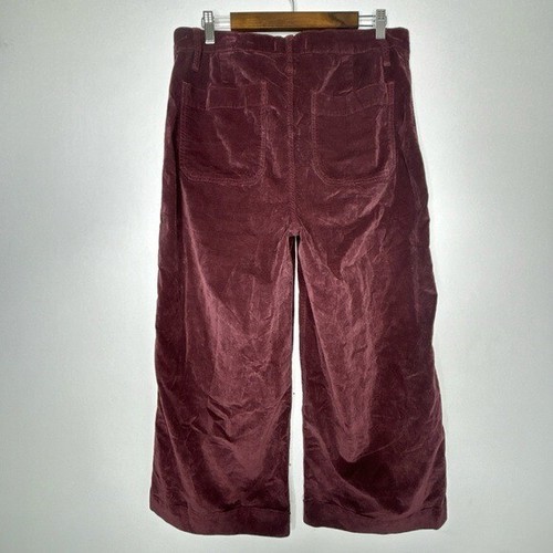Madewell Womens Emmett Wide-Leg Crop Pants in Maroon Velveteen Size 32 NWT - Picture 10 of 12