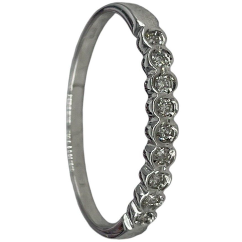 ANELLO VERETTA DI 9 DIAMANTI ORO BIANCO 18KT CARATI NUOVO DONNA LUXURY DA 0,15KT